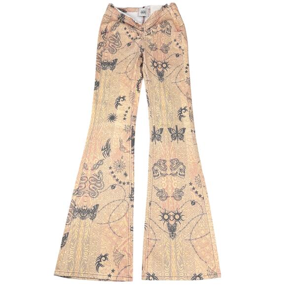 NWT BDG Urban Outfitters Printed Y2K Ruched Dipped V-Front Flare Jean Sz 25 - Picture 3 of 8